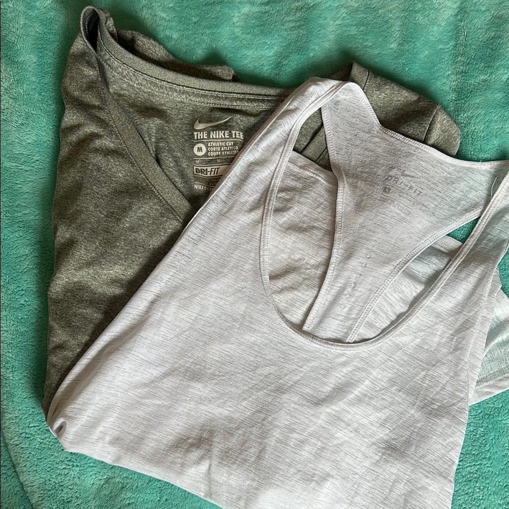 Nike Dri-FIT Gray and White Tank Tops